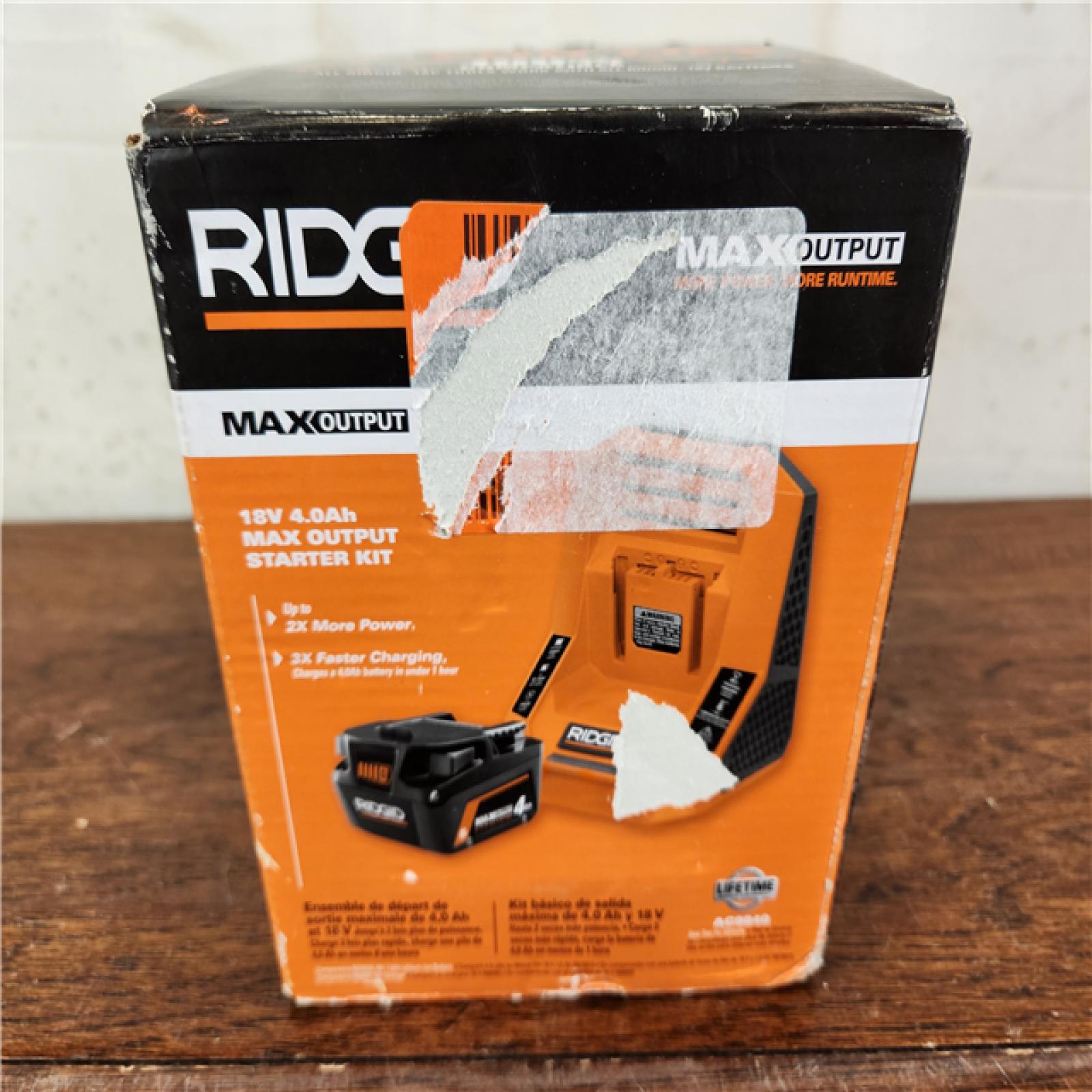 NEW! RIDGID 18V 4.0 Ah MAX Output Starter Kit with Rapid Charger