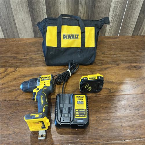 AS-IS DEWALT ATOMIC 20-Volt Lithium-Ion Cordless 1/2 in. Compact Hammer Drill with 3.0Ah Battery, Charger and Bag