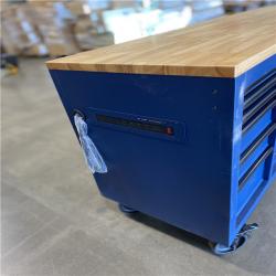 DALLAS LOCATION - AS-IS Husky Tool Storage Heavy Duty 84 in. W x 24 in. D Matte Blue Mobile Workbench Cabinet