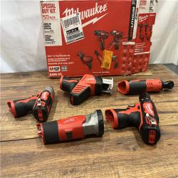 AS-IS MILWAUKEE M12 12V Lithium-Ion Cordless Combo Kit (5-Tool) with Two 1.5Ah Batteries, Charger & Tool Bag