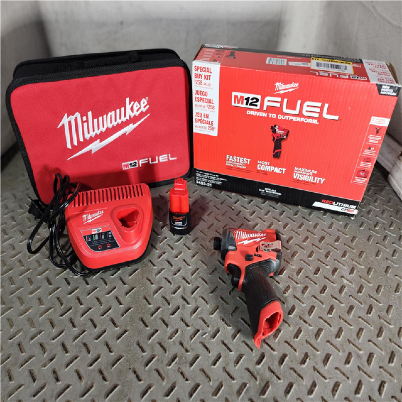 HOUSTON LOCATION - AS-IS Milwaukee M12 FUEL 12-Volt Lithium-Ion Brushless Cordless 1/4 in. Hex Impact Driver Compact Kit