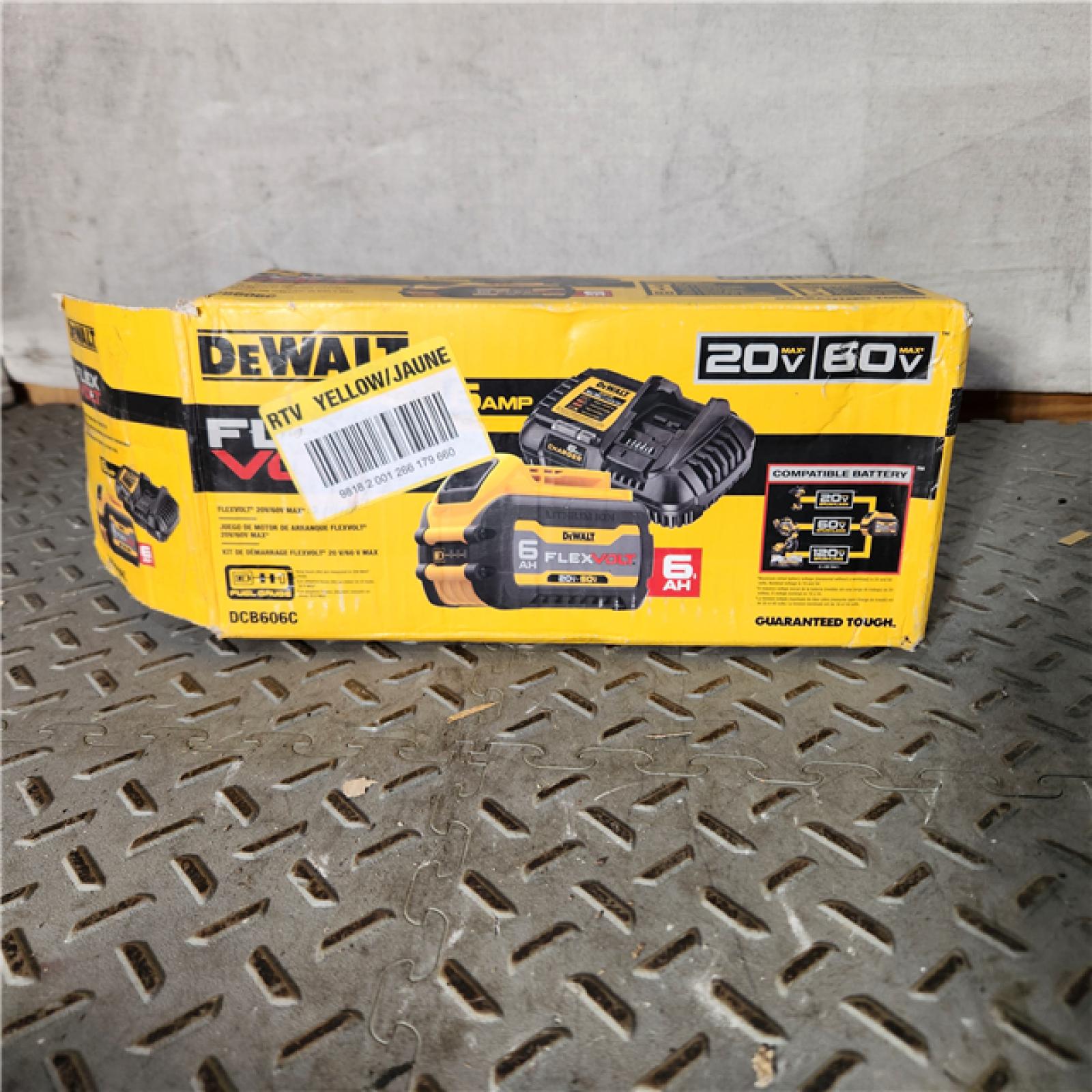 HOUSTON LOCATION - AS-IS DEWALT FLEXVOLT 20V/60V MAX Lithium-Ion 6.0Ah Battery Pack with 6 Amp Output Charger