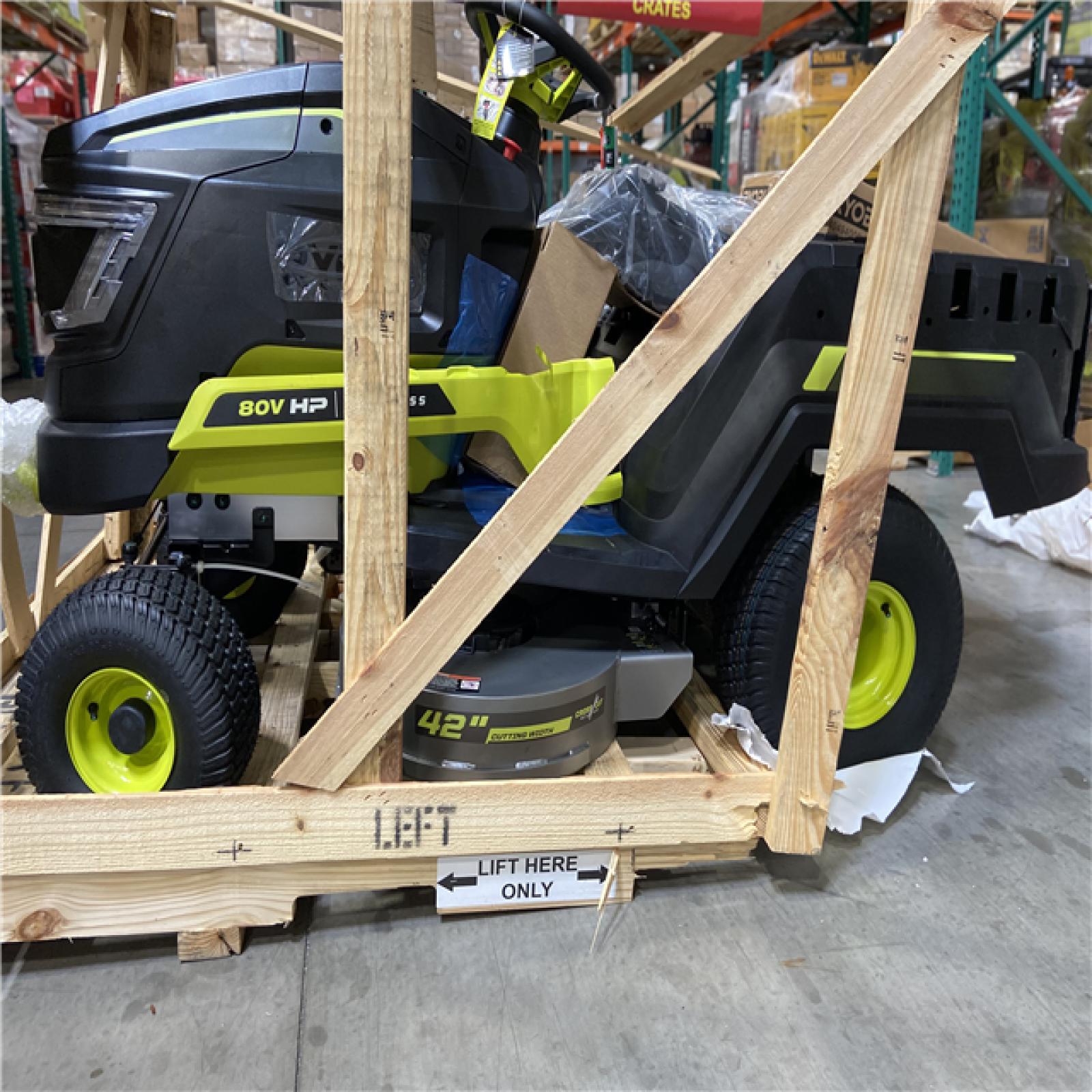 DALLAS LOCATION - RYOBI 80V HP Brushless 42 in. Battery Electric Cordless Riding Lawn Tractor