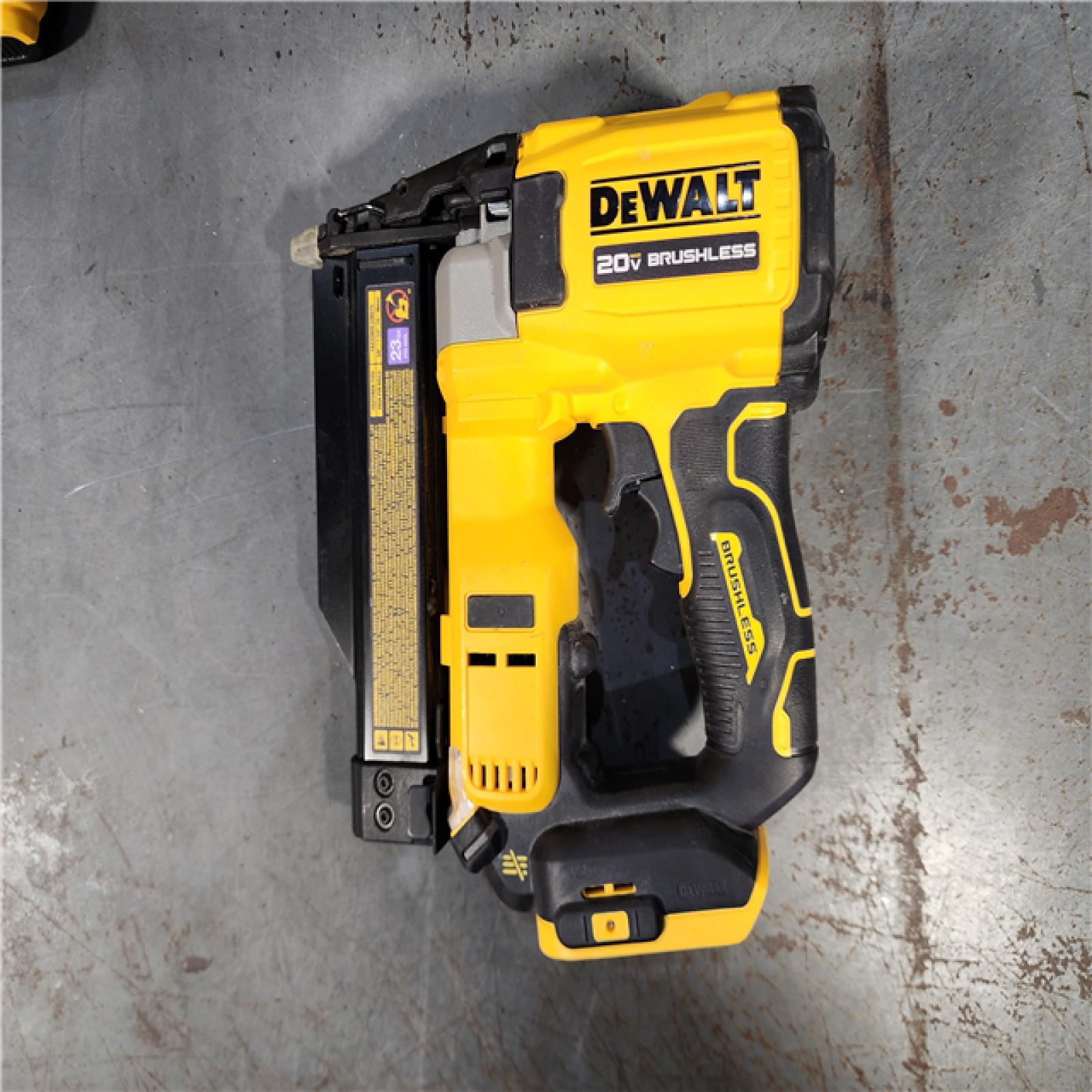 HOUSTON LOCATION - AS-IS DEWALT ATOMIC 20V MAX Lithium Ion Cordless 23 Gauge Pin Nailer Kit with 2.0Ah Battery and Charger