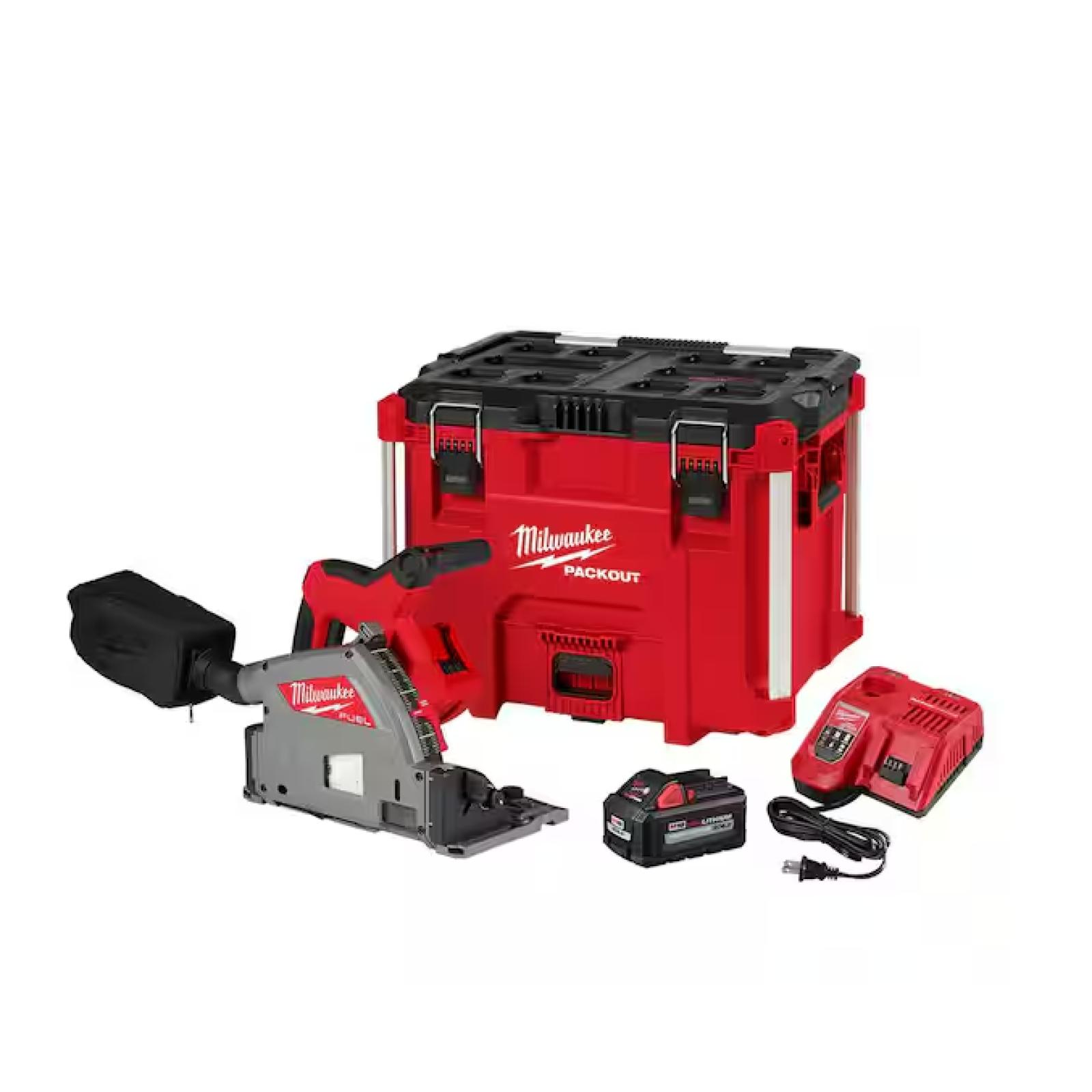 NEW! - Milwaukee M18 FUEL 18V Lithium-Ion Brushless Cordless 6-1/2 in. Plunge Track Saw PACKOUT Kit with One 6.0 Ah Battery