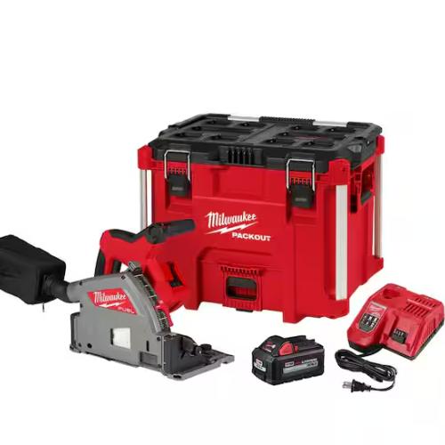 NEW! - Milwaukee M18 FUEL 18V Lithium-Ion Brushless Cordless 6-1/2 in. Plunge Track Saw PACKOUT Kit with One 6.0 Ah Battery