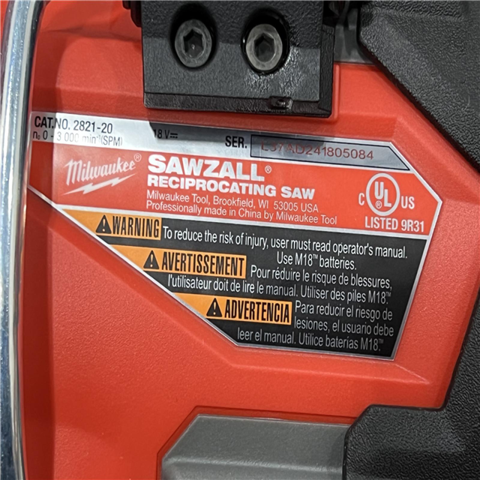 AS-IS Milwaukee M18 Fuel Sawzall Brushless Cordless Reciprocating Saw - No Charger, No Battery, Bare Tool Only