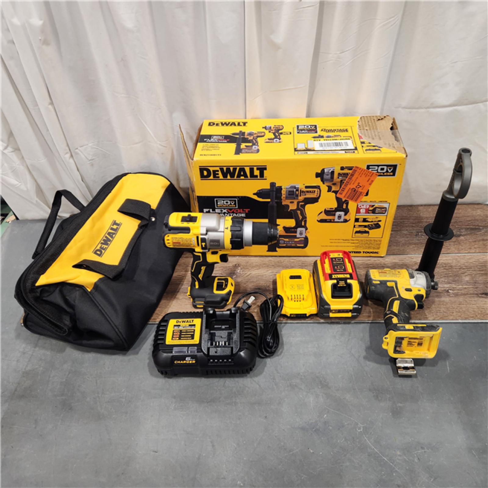 AS IS DEWALT 20V MAX Cordless Brushless Hammer Drill/Driver 2 Tool Combo Kit with FLEXVOLT ADVANTAGE