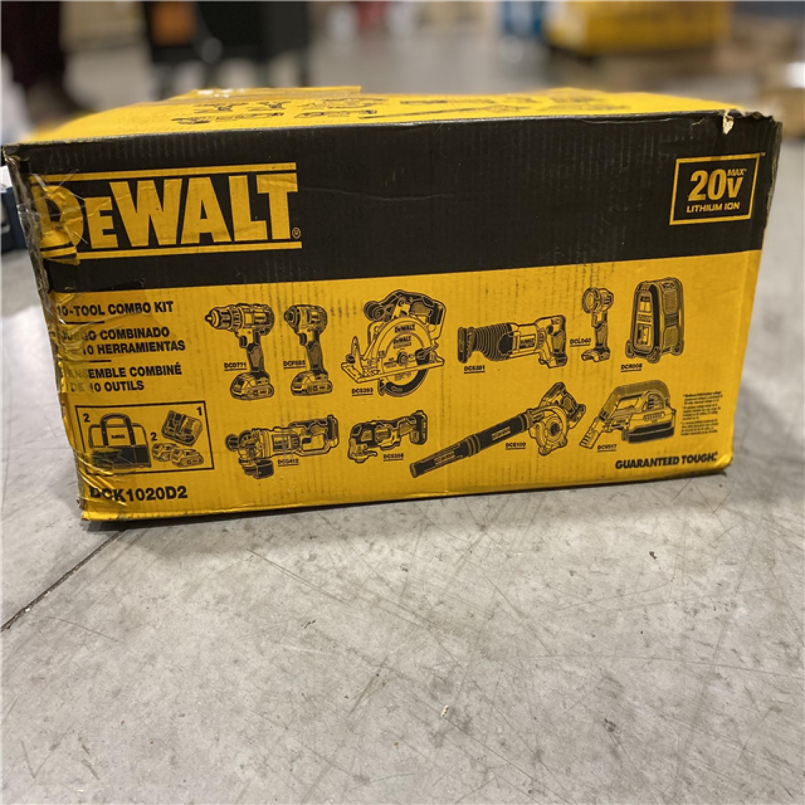 DALLAS LOCATION - NEW! DEWALT 20V MAX Cordless 10 Tool Combo Kit with (2) 20V 2.0Ah Batteries, Charger, and Bag