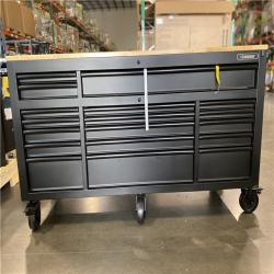 DALLAS LOCATION - Husky 72 in. W x 24 in. D Heavy Duty 18-Drawer Mobile Workbench Cabinet with Adjustable-Height Hardwood Top in Matte Black