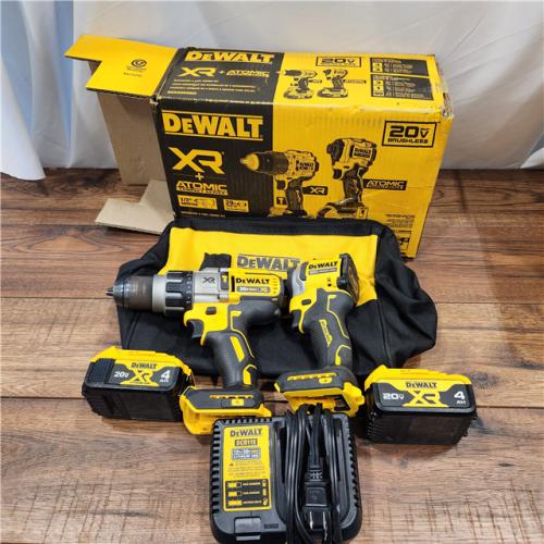 AS-IS 20V MAX XR Hammer Drill and ATOMIC Impact Driver 2 Tool Cordless Combo Kit with (2) 4.0Ah Batteries, Charger, and Bag