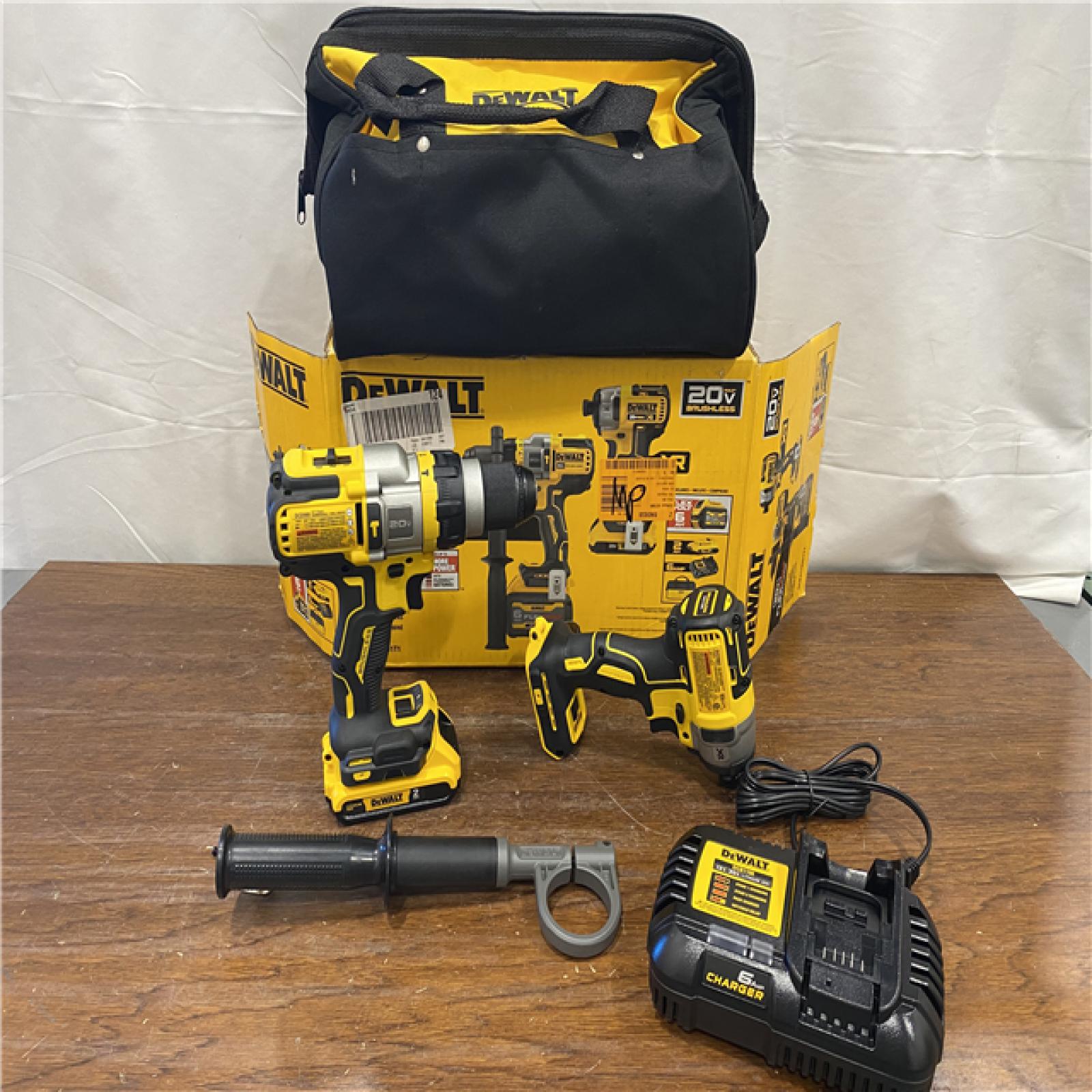 AS-IS DEWALT 20V MAX Cordless Brushless Hammer Drill/Driver 2 Tool Combo Kit with FLEXVOLT ADVANTAGE