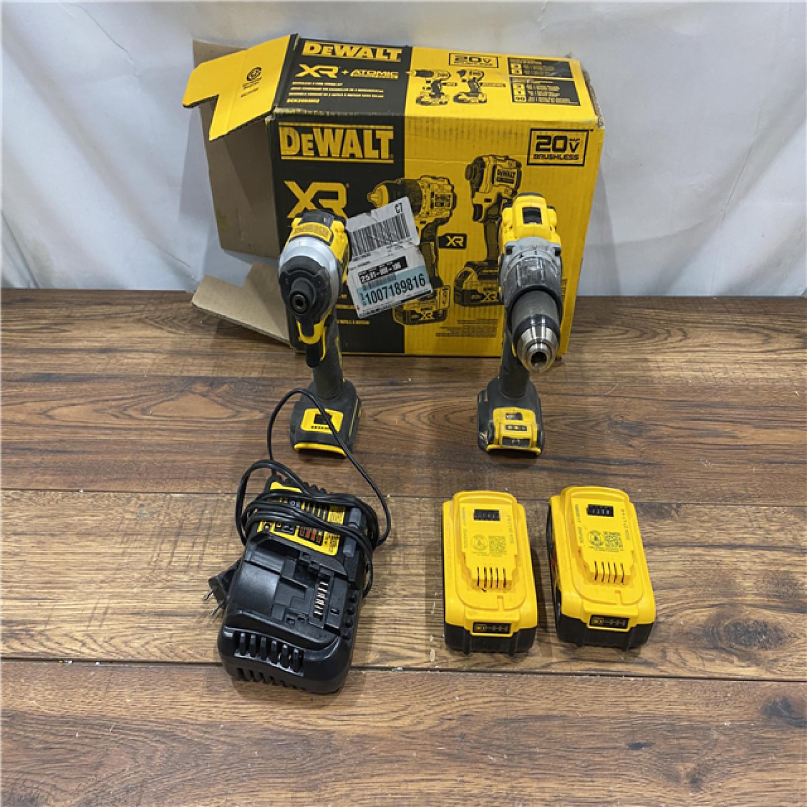 AS IS DEWALT 20V MAX XR Hammer Drill and ATOMIC Impact Driver 2 Tool Cordless Combo Kit with (2) 4.0Ah Batteries, Charger, and Bag