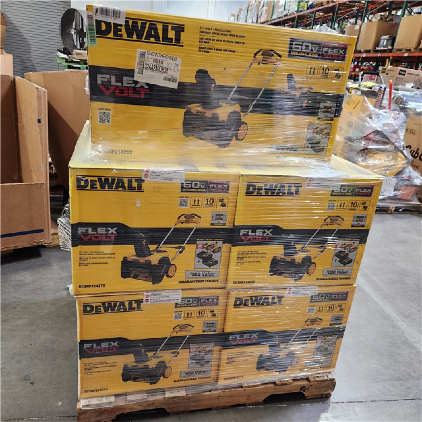 Dallas Location - NEW- DEWALT 60-Volt 21 in. Snow Blower with Two 4.0 Ah FLEXVOLT Batteries and 2 Chargers(Lot Of 5)