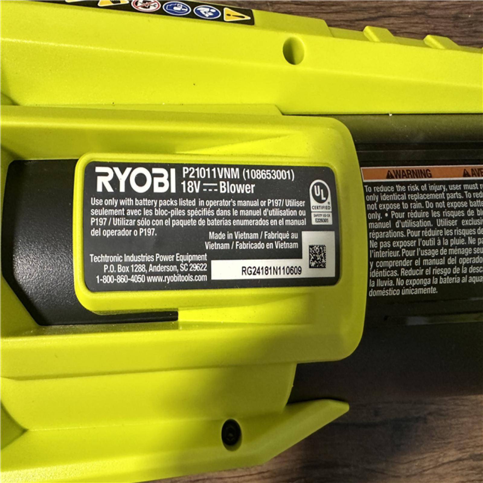 California AS-IS Ryobi 250 CFM 18V Blower Kit, Includes (1) Battery