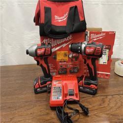 AS-ISMilwaukee M18 18V Cordless Brushed 2 Tool Drill/Driver and Impact Driver Kit