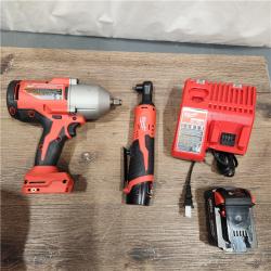 AS-IS M12/M18 12/18V Lithium-Ion Cordless 3/8 in. Ratchet and 1/2 in. High Torque Impact Wrench with Friction Ring Combo Kit