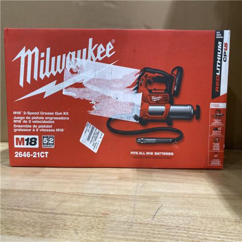 NEW! -Milwaukee M18 18V Lithium-Ion Cordless Grease Gun 2-Speed with (1) 1.5Ah Batteries, Charger, Tool Bag