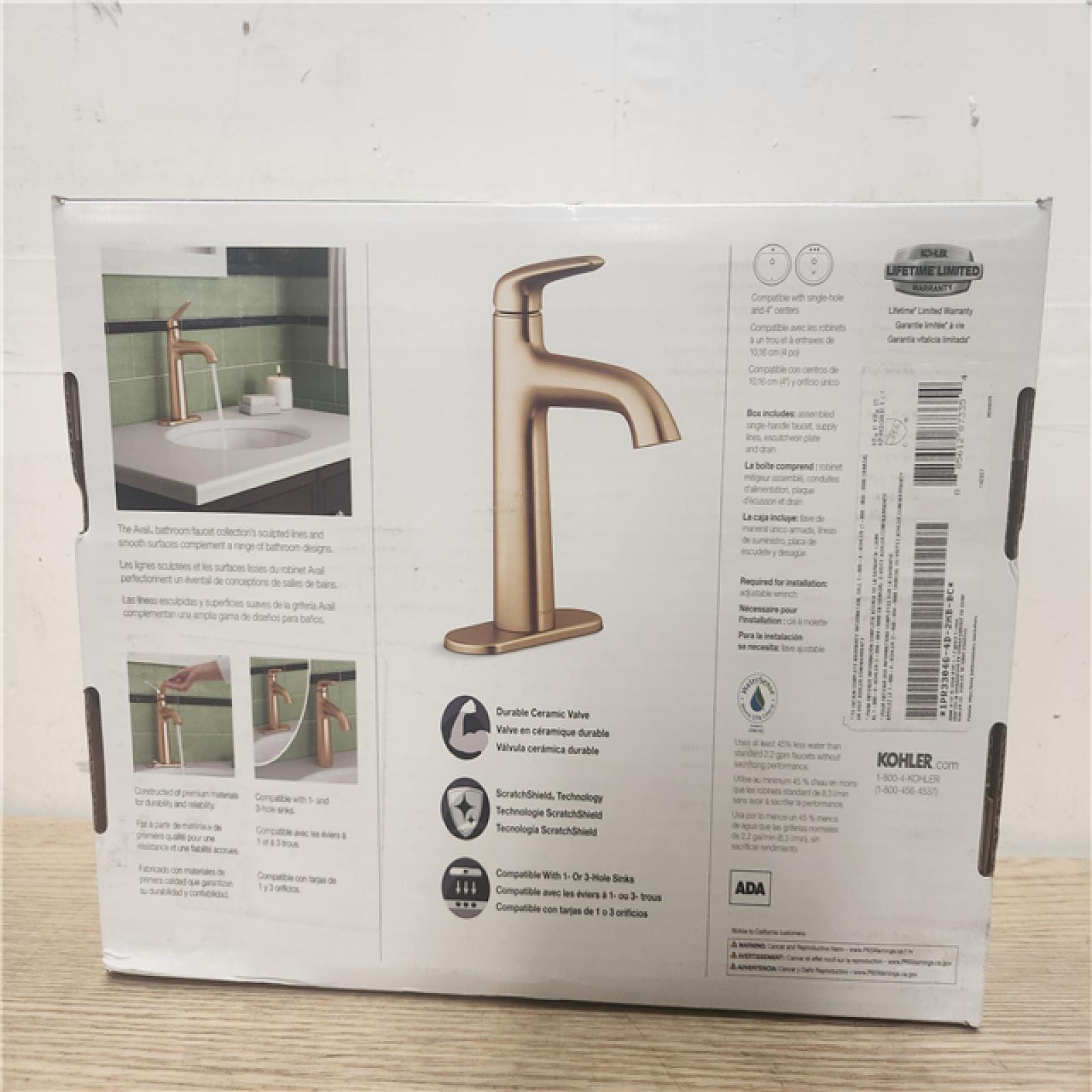 Phoenix Location NEW Kohler Avail Modern Brush Finish Bathroom Faucet