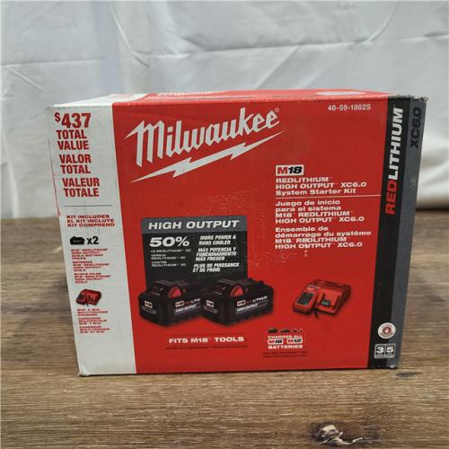 NEW! Milwaukee M18 18-Volt Lithium-Ion High Output Starter Kit with Two 6.0 Ah Battery and Charger