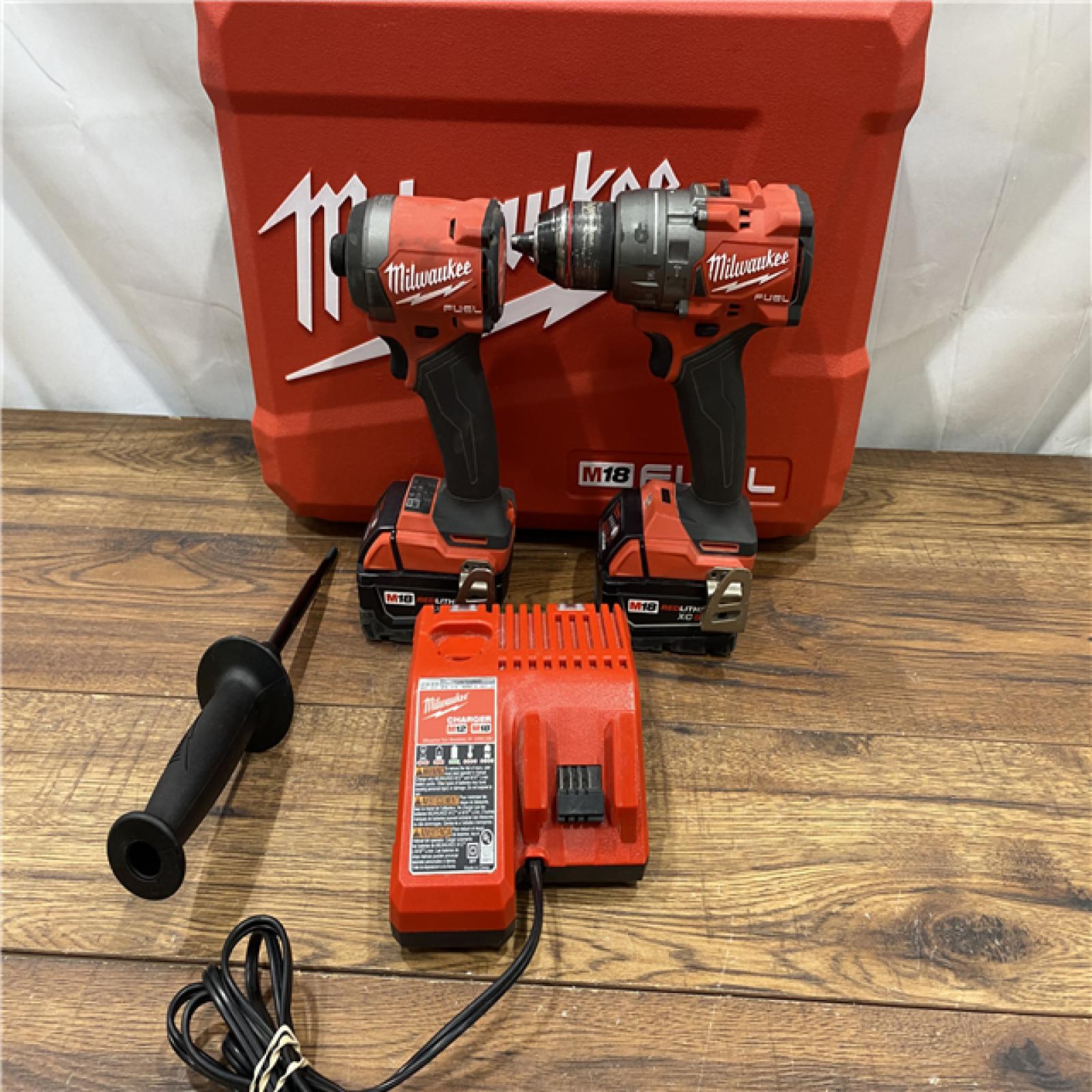 AS IS Milwaukee M18 FUEL 18V Lithium-Ion Brushless Cordless Hammer Drill and Impact Driver Combo Kit (2-Tool) with 2 Batteries