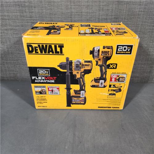 HOUSTON LOCATION - AS-IS DEWALT 20V MAX Cordless Brushless Hammer Drill/Driver 2 Tool Combo Kit with FLEXVOLT ADVANTAGE