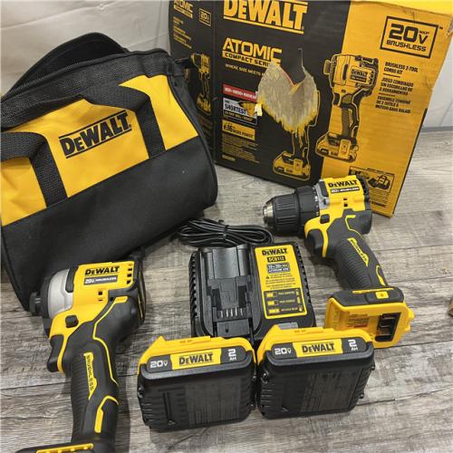 AS-IS DEWALT ATOMIC 20-Volt MAX Lithium-Ion Cordless Combo Kit (2-Tool) with (2) 2.0Ah Batteries, Charger and Bag