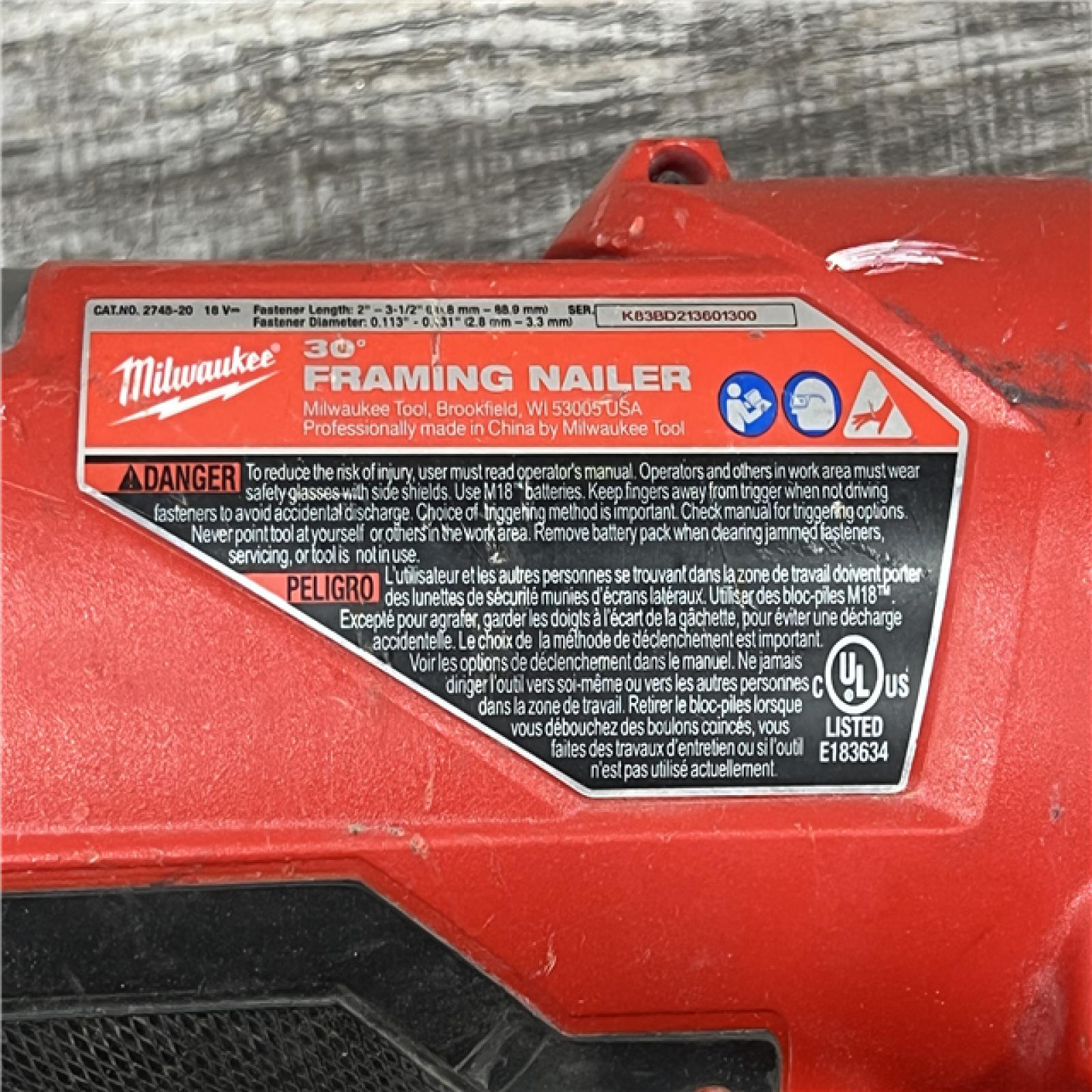 AS-IS Milwaukee M18 FUEL 30 Degree Framing Nailer