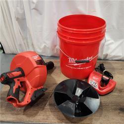 AS-IS M12 12-V Lithium-Ion Cordless Drain Snake Auger W/ (1) 1.5Ah Battery, 5/16 in. X 25 Ft. Cable, Charger, & 5 Gal. Bucket