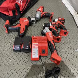 Houston location AS-IS MILWAUKEE M18 18-Volt Lithium-Ion Cordless Combo Kit (5-Tool) with 2-Batteries, Charger and Tool Bag