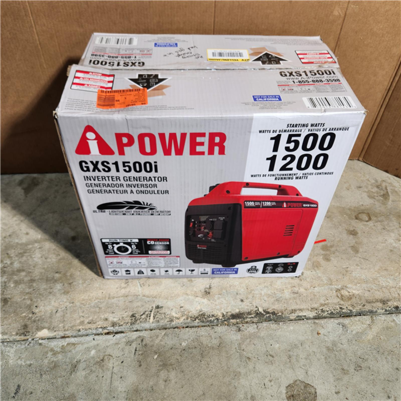 Houston location AS-IS 1500-Watt Recoil Start Gasoline Powered Ultra-Light Inverter Generator with 60cc OHV Engine and CO Sensor Shutdown