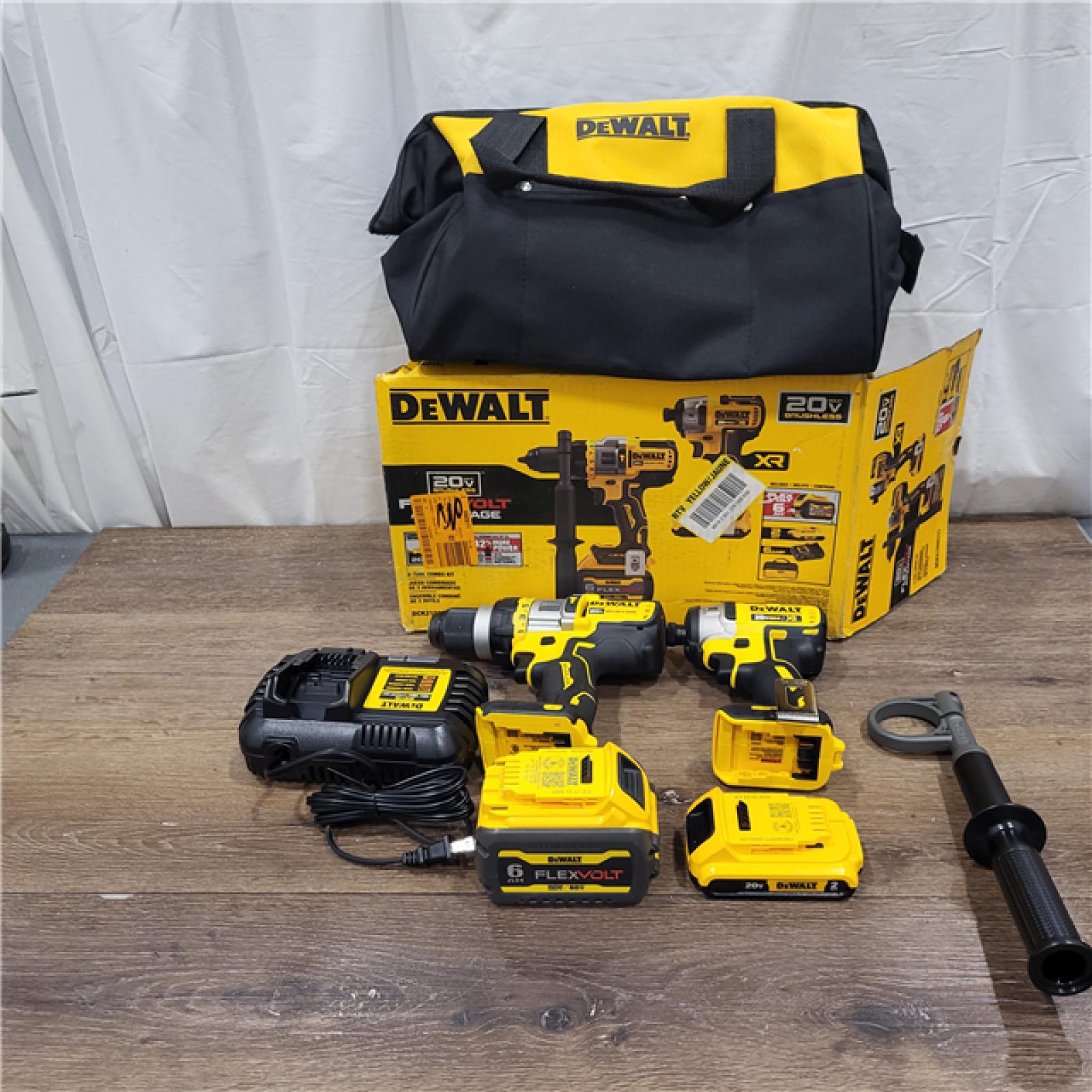 AS-IS 20V MAX Cordless Brushless Hammer Drill/Driver 2 Tool Combo Kit with FLEXVOLT ADVANTAGE