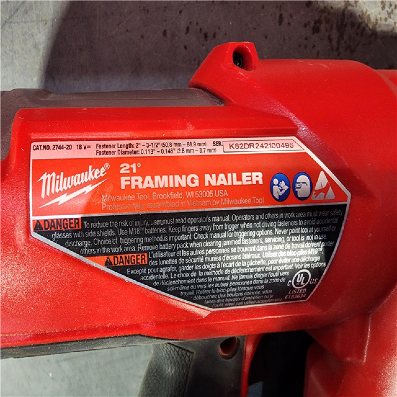 HOUSTON LOCATION - AS-IS Milwaukee 2744-20 M18 FUEL 21-Degree Cordless Framing Nailer (Tool Only)