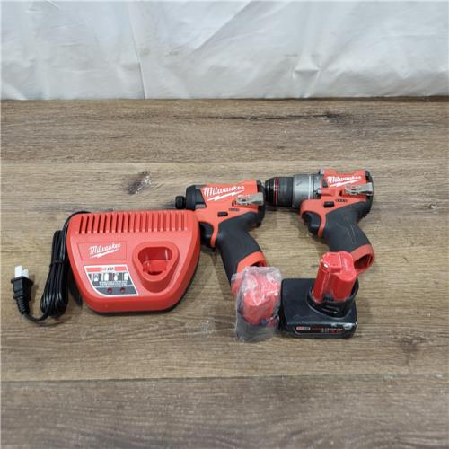 AS-IS Milwaukee 3497-22 12V Brushless Hammer Drill and Impact Driver Combo Kit