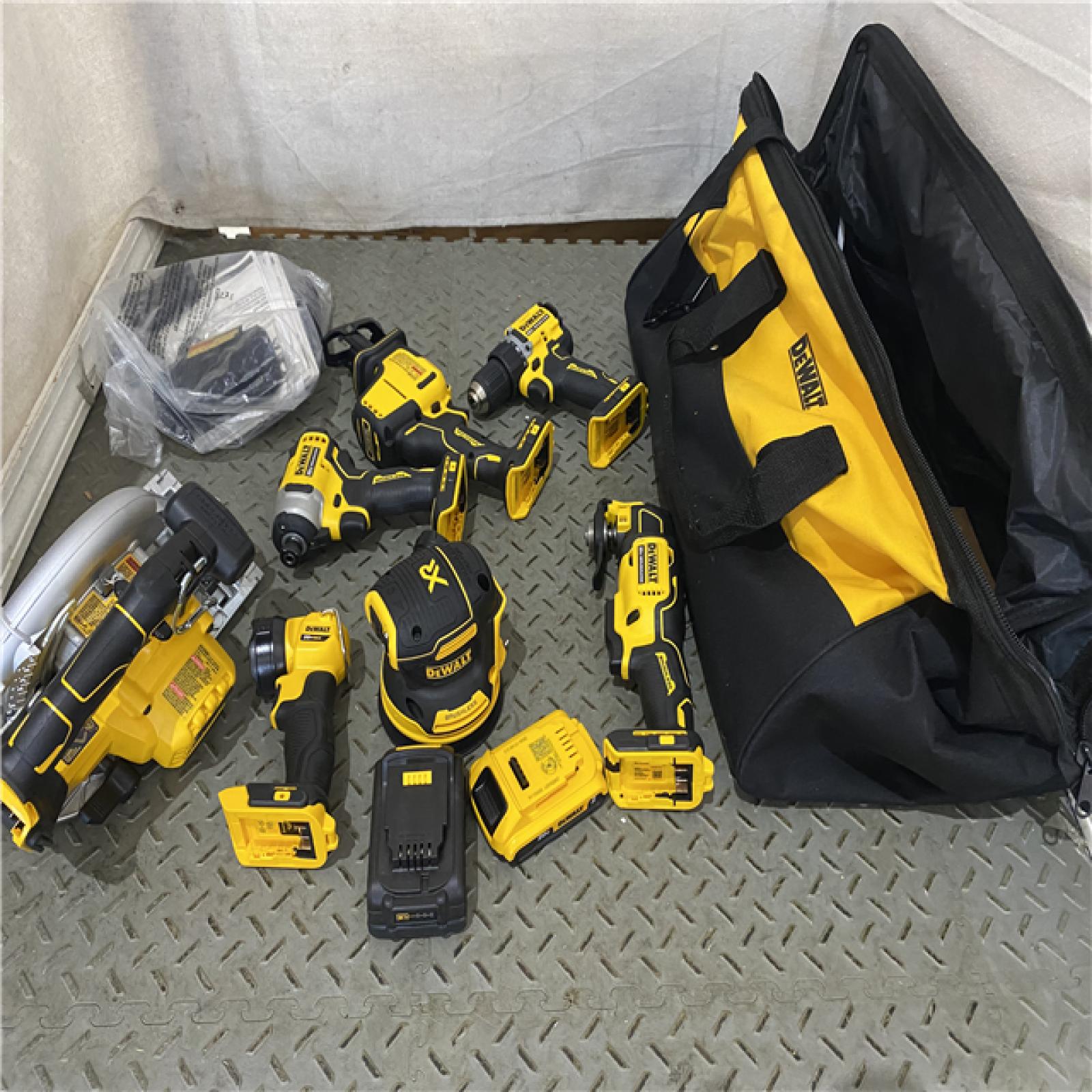 Houston location AS-IS DEWALT 20-Volt MAX Lithium-Ion Cordless 7-Tool Combo Kit with 2.0 Ah Battery, 5.0 Ah Battery and Charger