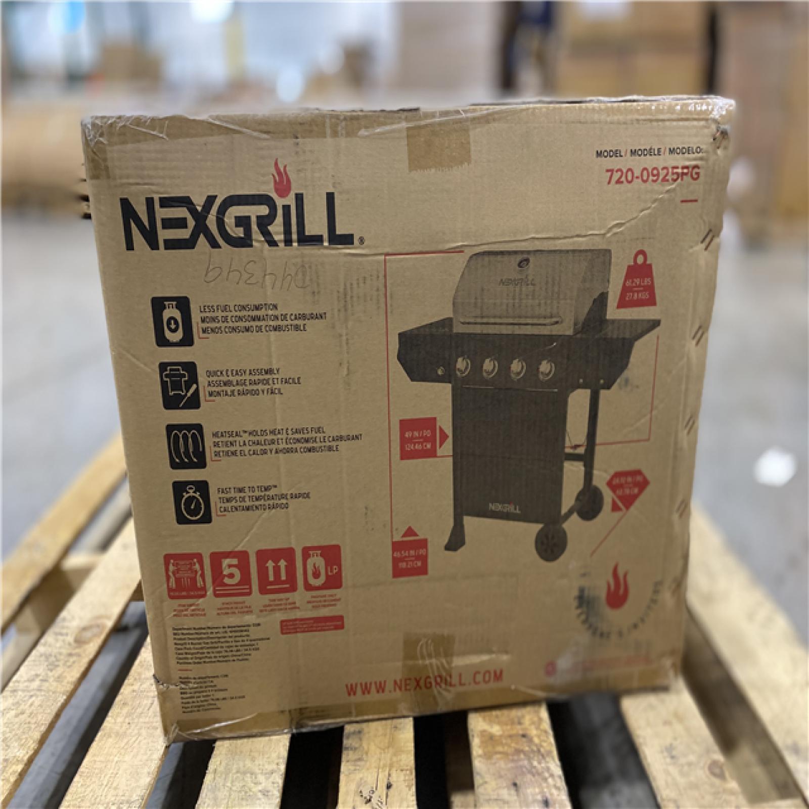 DALLAS LOCATION - Nexgrill 4-Burner Propane Gas Grill in Black with Stainless Steel Main Lid