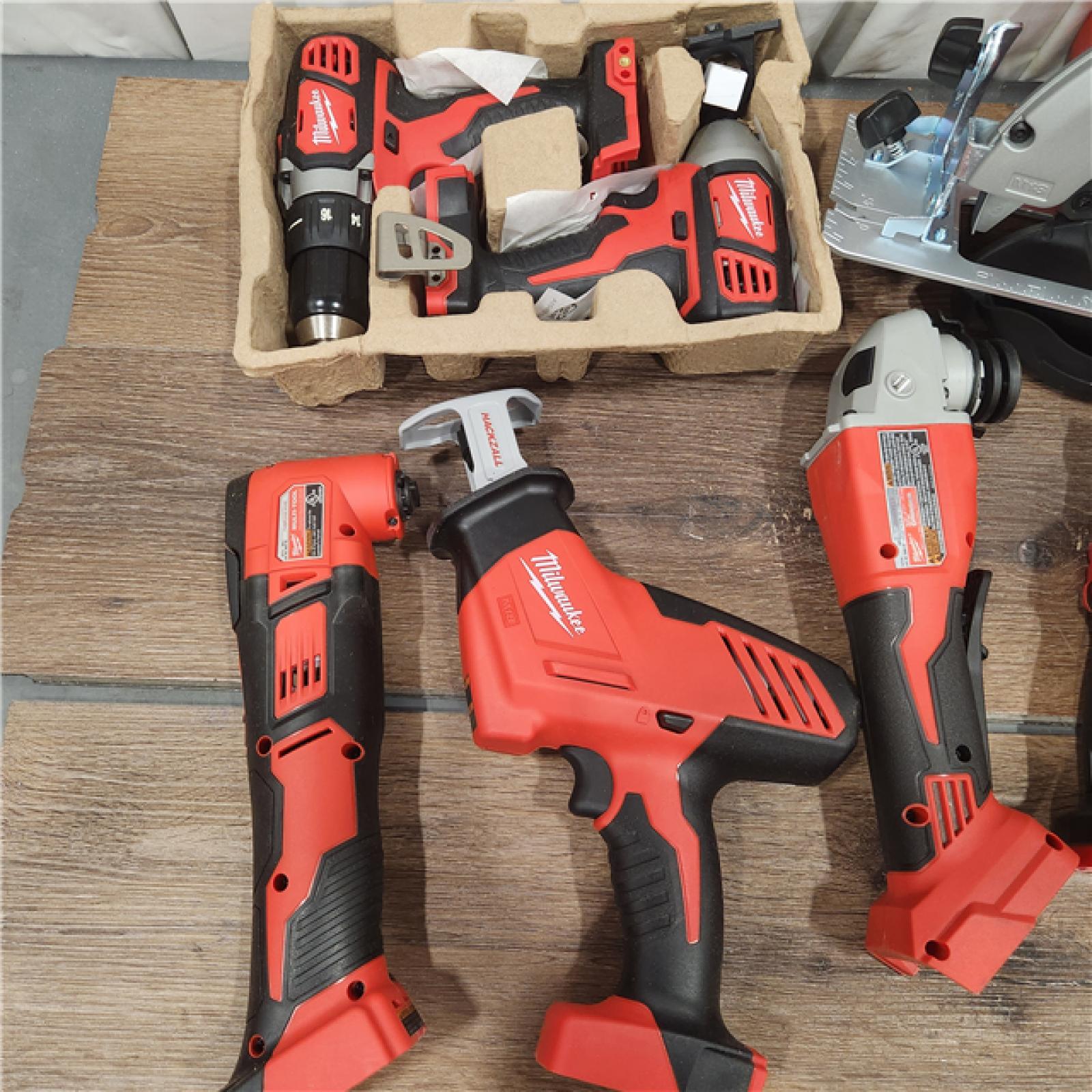 AS-IS Milwaukee M18 18-Volt Lithium-Ion Cordless Combo Kit 7-Tool with 2-Batteries, Charger and Tool Bag