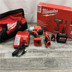 AS-IS MILWAUKEE M12/M18 12/18V Lithium-Ion Cordless 3/8 in. Ratchet and 1/2 in. High Torque Impact Wrench with Friction Ring Combo Kit