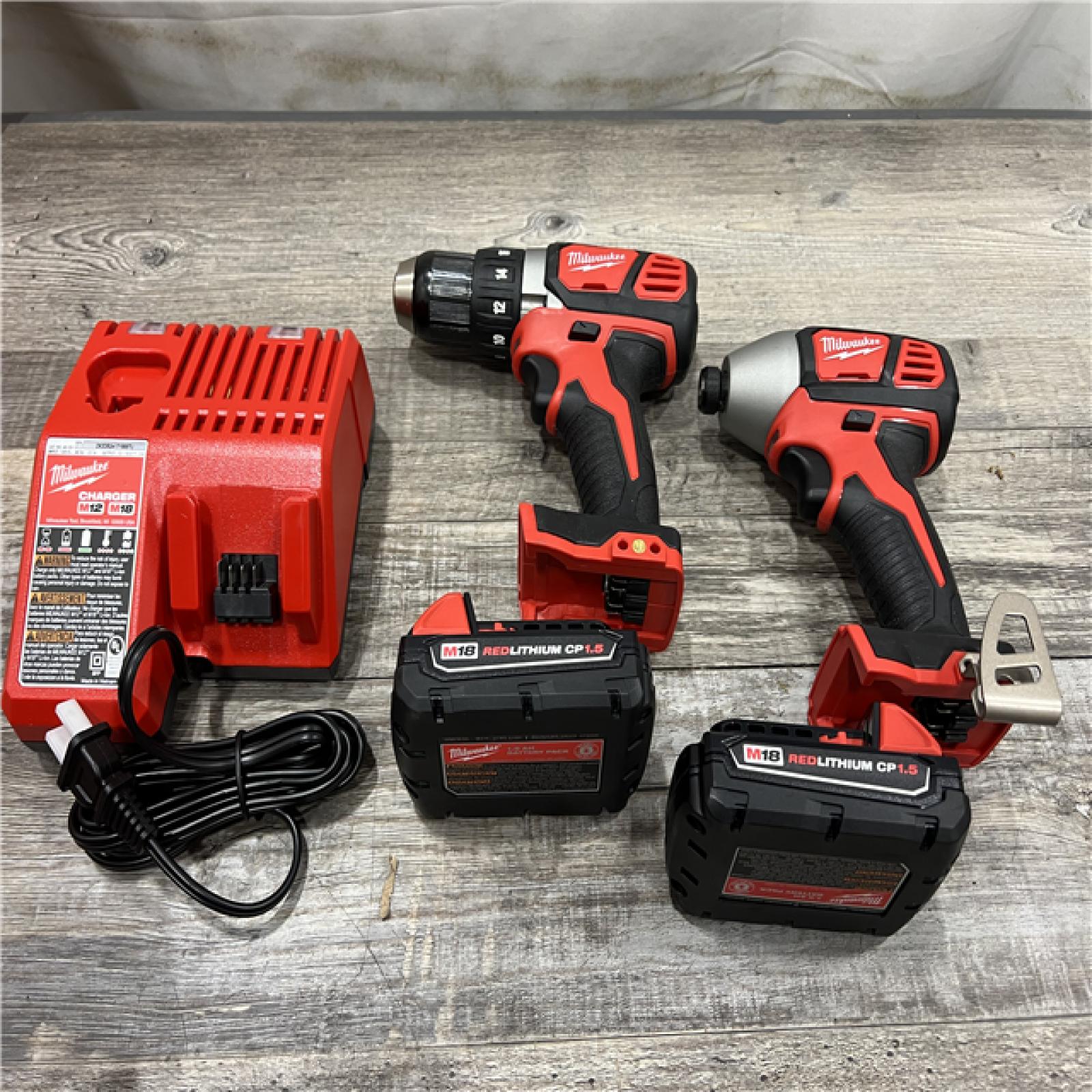 AS-IS Milwaukee M18 18V Cordless Brushed 2 Tool Drill/Driver and Impact Driver Kit