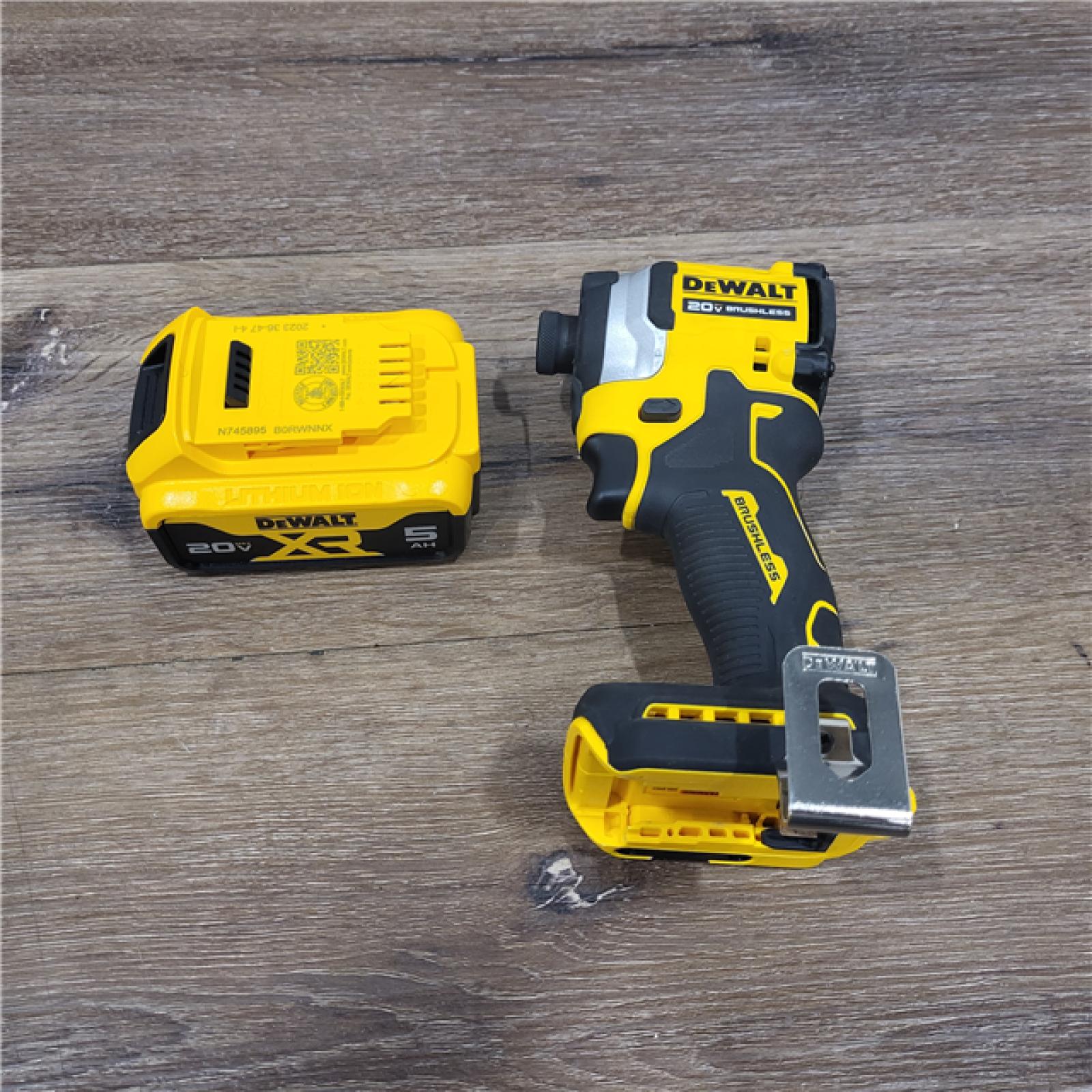 AS-IS ATOMIC 20V MAX Lithium-Ion Cordless 1/4 in. Brushless Impact Driver Kit, 5 Ah Battery, Charger, and Bag