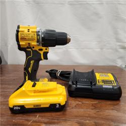 AS-IS DEWALT ATOMIC 20-Volt Lithium-Ion Cordless 1/2 in. Compact Hammer Drill with 3.0Ah Battery, Charger and Bag