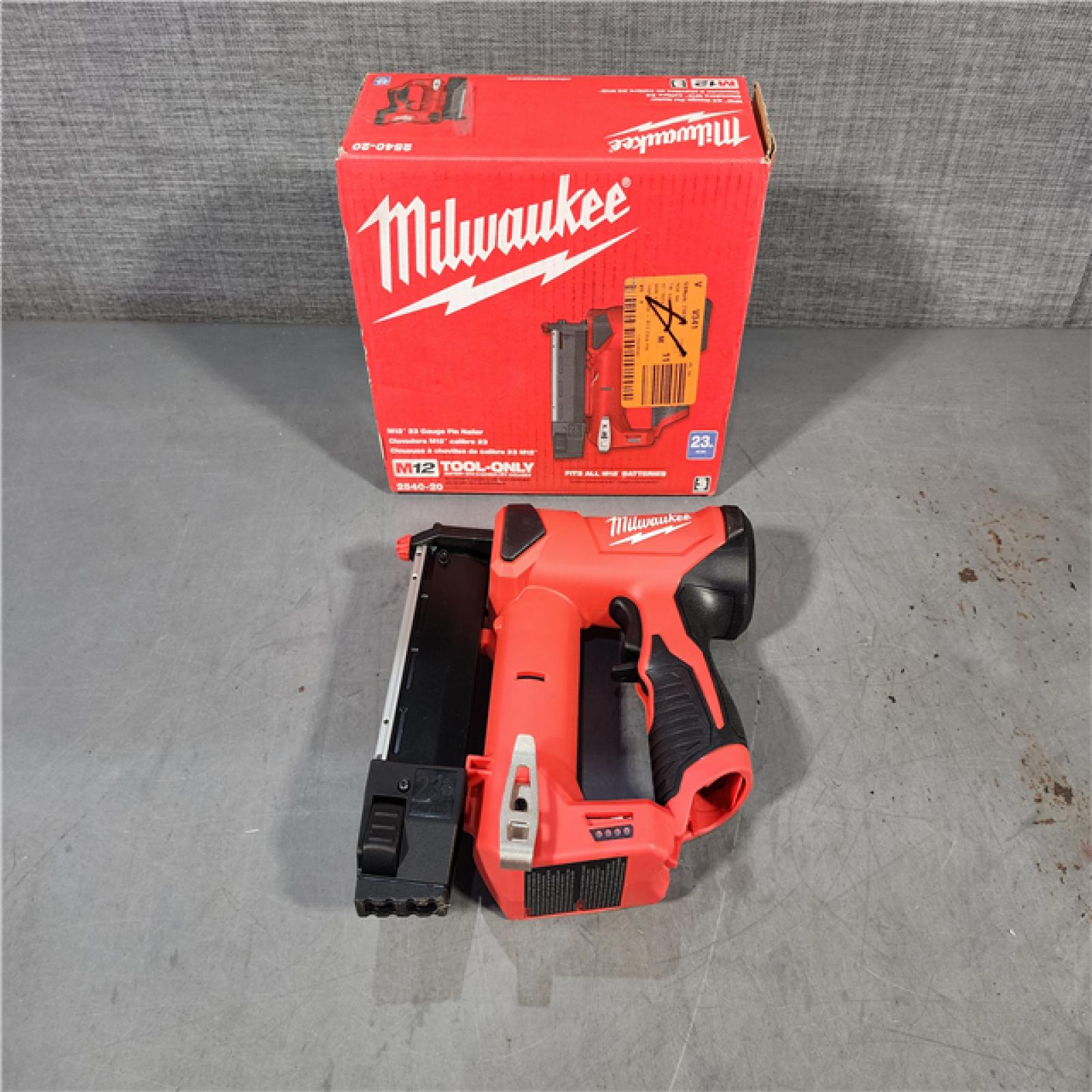 HOUSTON LOCATION - AS-IS (APPEARS LIKE NEW) Milwaukee 2540-20 12V 23 Gauge Cordless Pin Nailer (Tool Only)