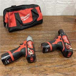 AS]-IS M12 12V Lithium-Ion Cordless Drill Driver/Impact Driver Combo Kit with Two 1.5Ah Batteries, Charger and Bag (2-Tool)