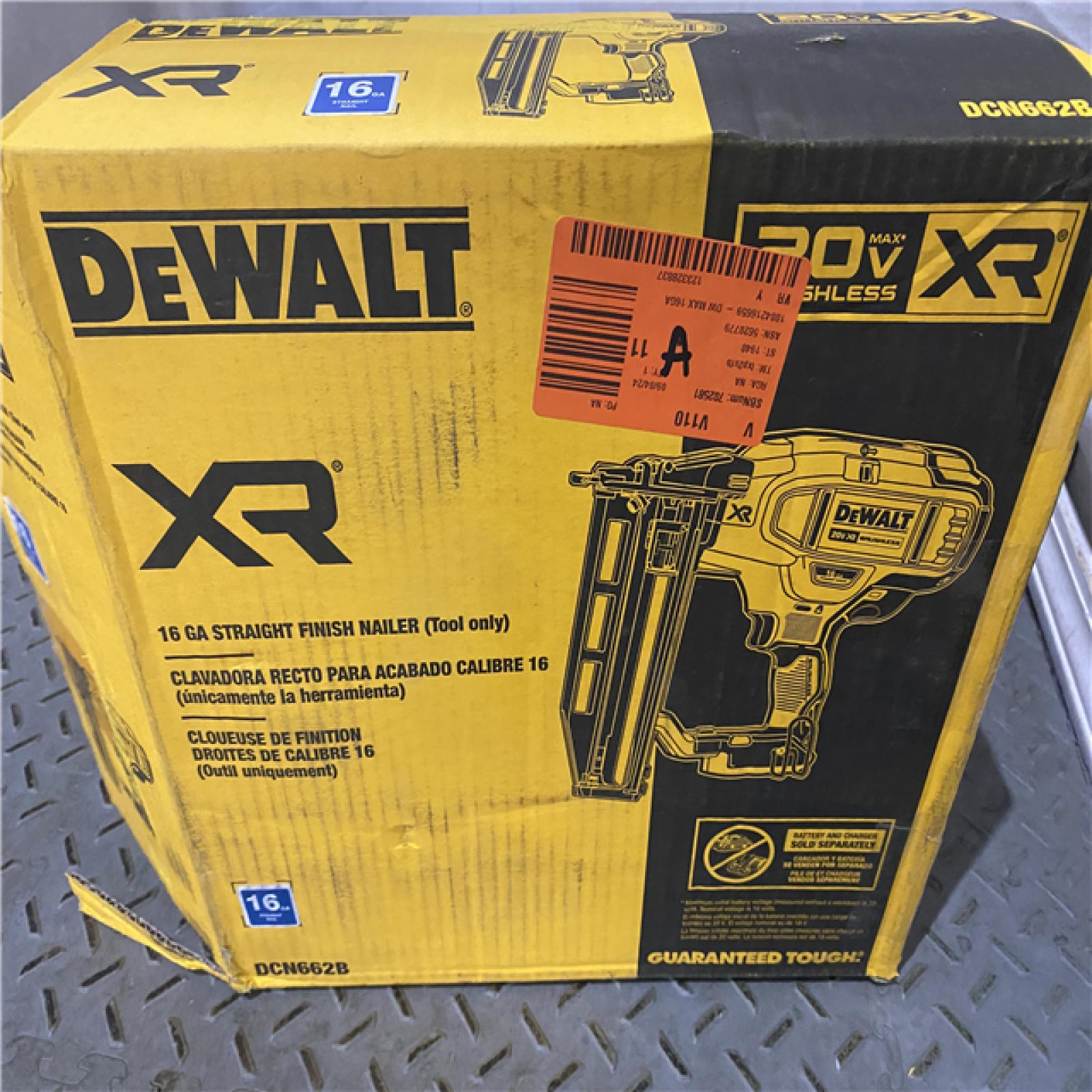 Houston location AS-IS DEWALT 20V MAX XR 16-Gauge Lithium-Ion Cordless Finish Nailer (Tool Only)