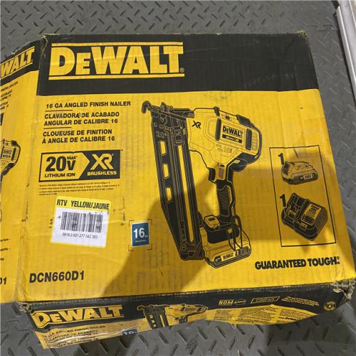 Houston location AS-IS DeWalt DCN660D1 20V 16 Gauge Cordless Angled Finish Nailer  ONLY TOOL