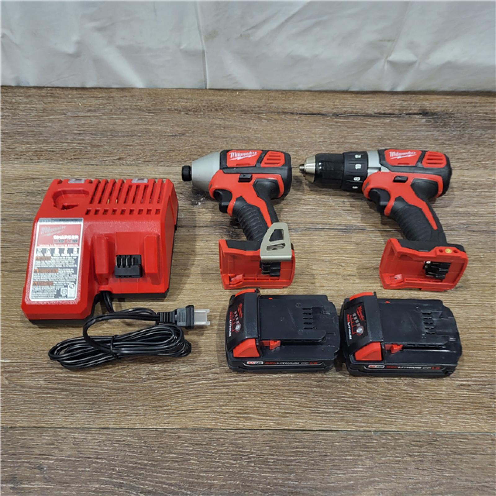 AS-IS Milwaukee M18 18V Cordless Brushed 2 Tool Drill/Driver and Impact Driver Kit