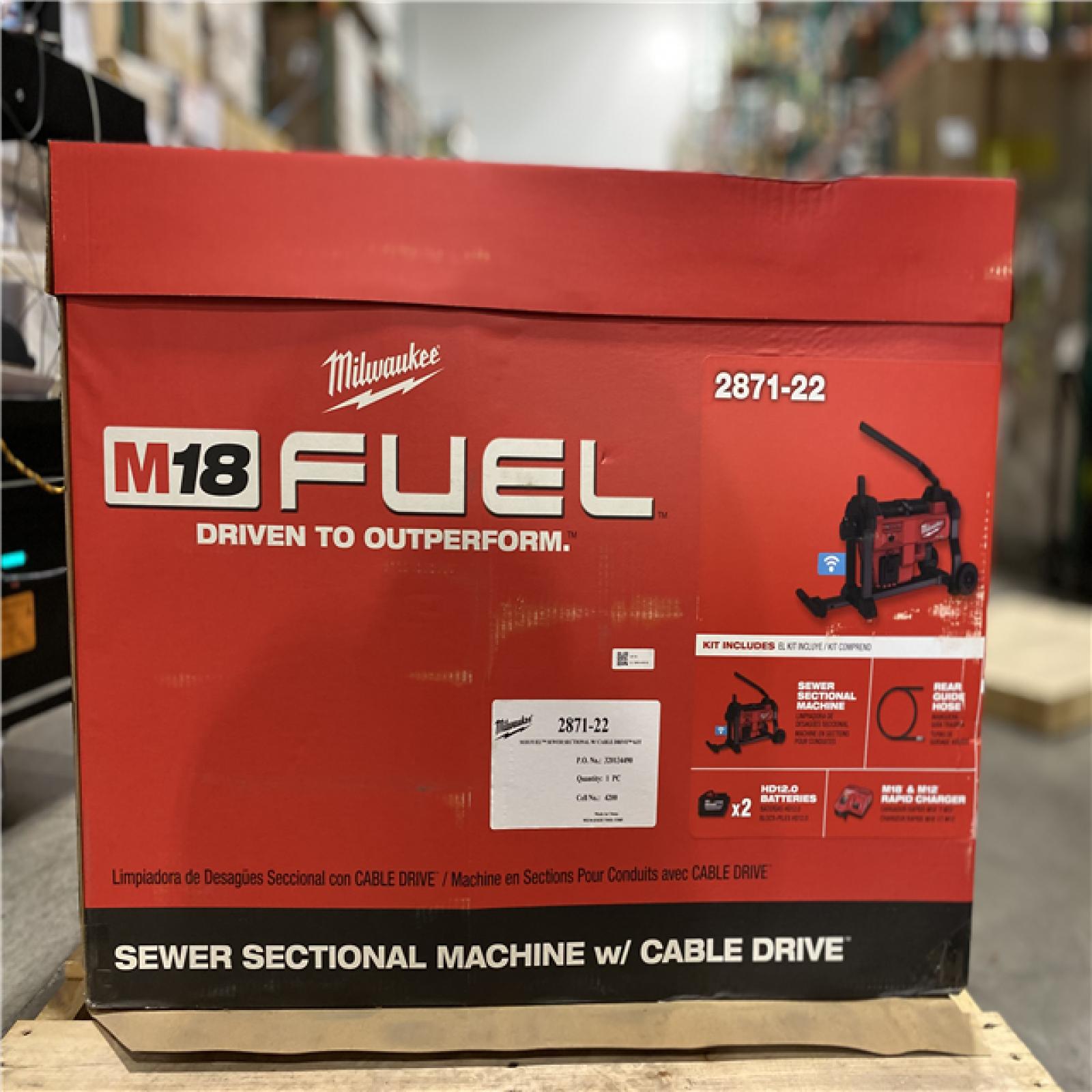 DALLAS LOCATION - Milwaukee M18 FUEL 18-Volt Lithium-Ion Brushless Cordless Sewer Sectional Machine Kit with (2) 12.0 Ah Batteries and Rapid Charger