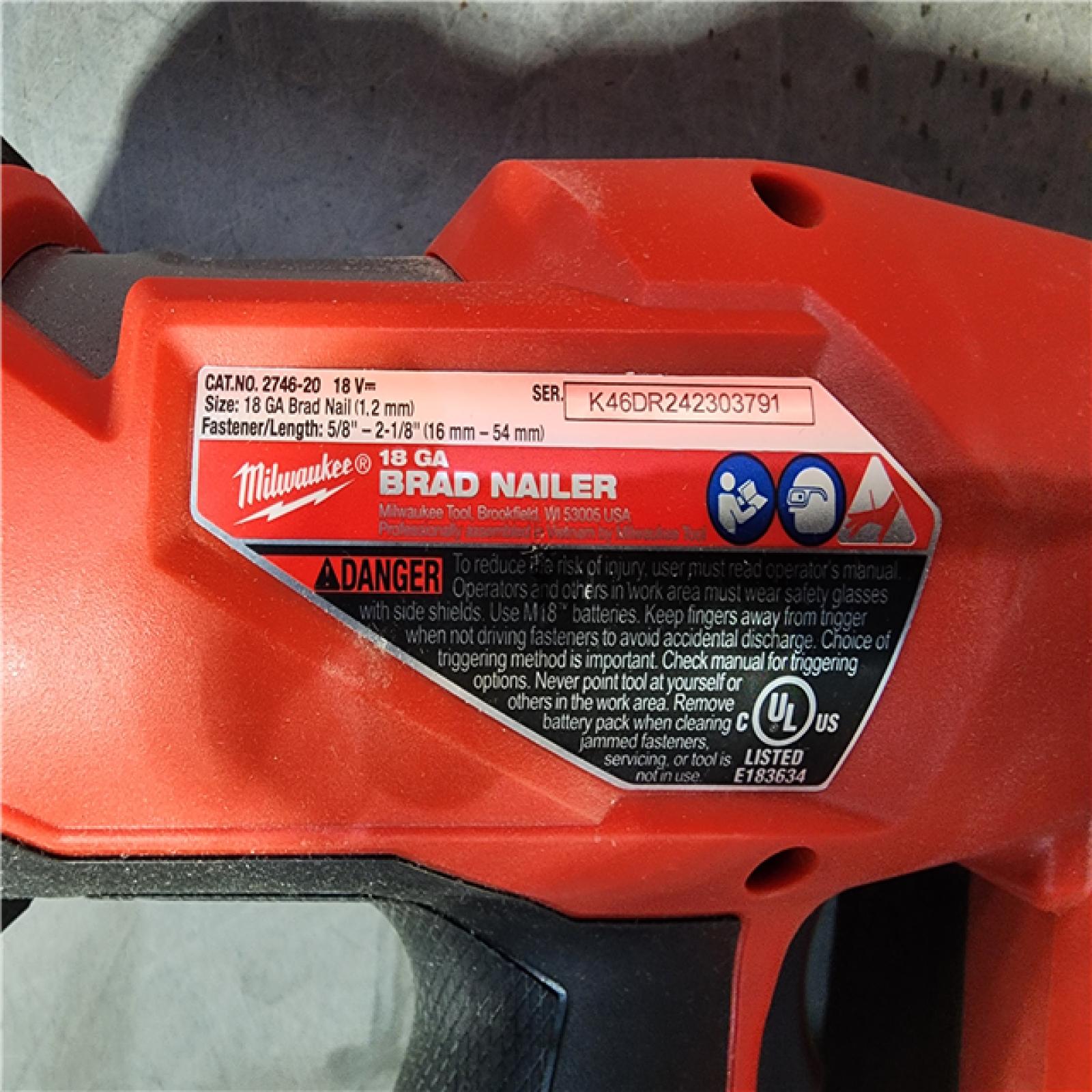 HOUSTON LOCATION - AS-IS Milwaukee M18 Fuel 18V Brushless 18-Gauge Brad Nailer 2746-20 (Bare Tool)