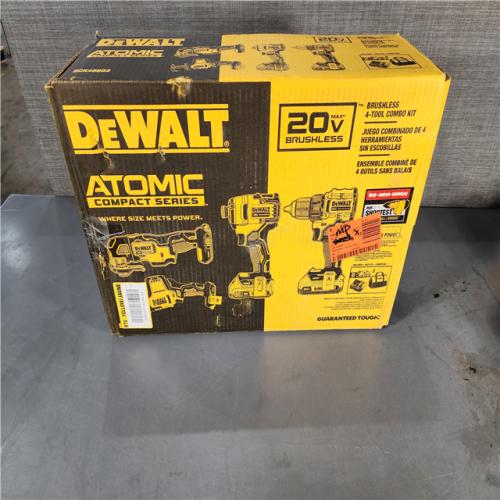 HOUSTON LOCATION - AS-IS DeWalt 20V MAX ATOMIC Cordless Brushless 4 Tool Combo Kit