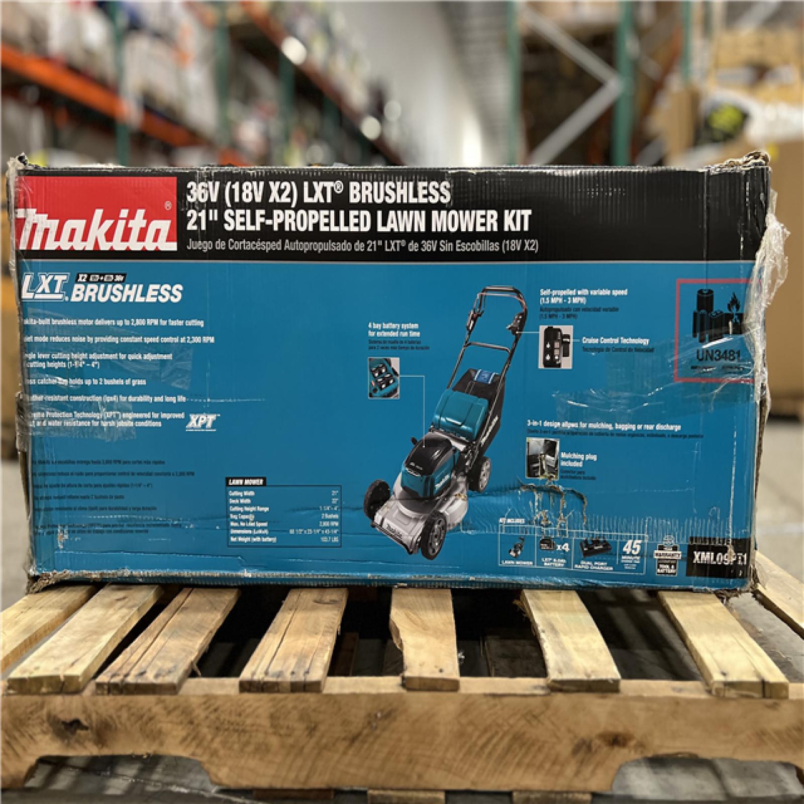 DALLAS LOCATION - Makita 21 in. 18V X2 (36V) LXT Lithium-Ion Brushless Cordless Walk Behind Self-Propelled Lawn Mower Kit (5.0Ah)